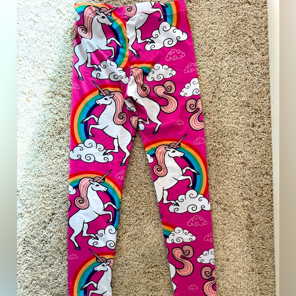 Pink, rainbow, unicorn leggings. What more could a girl ask for?